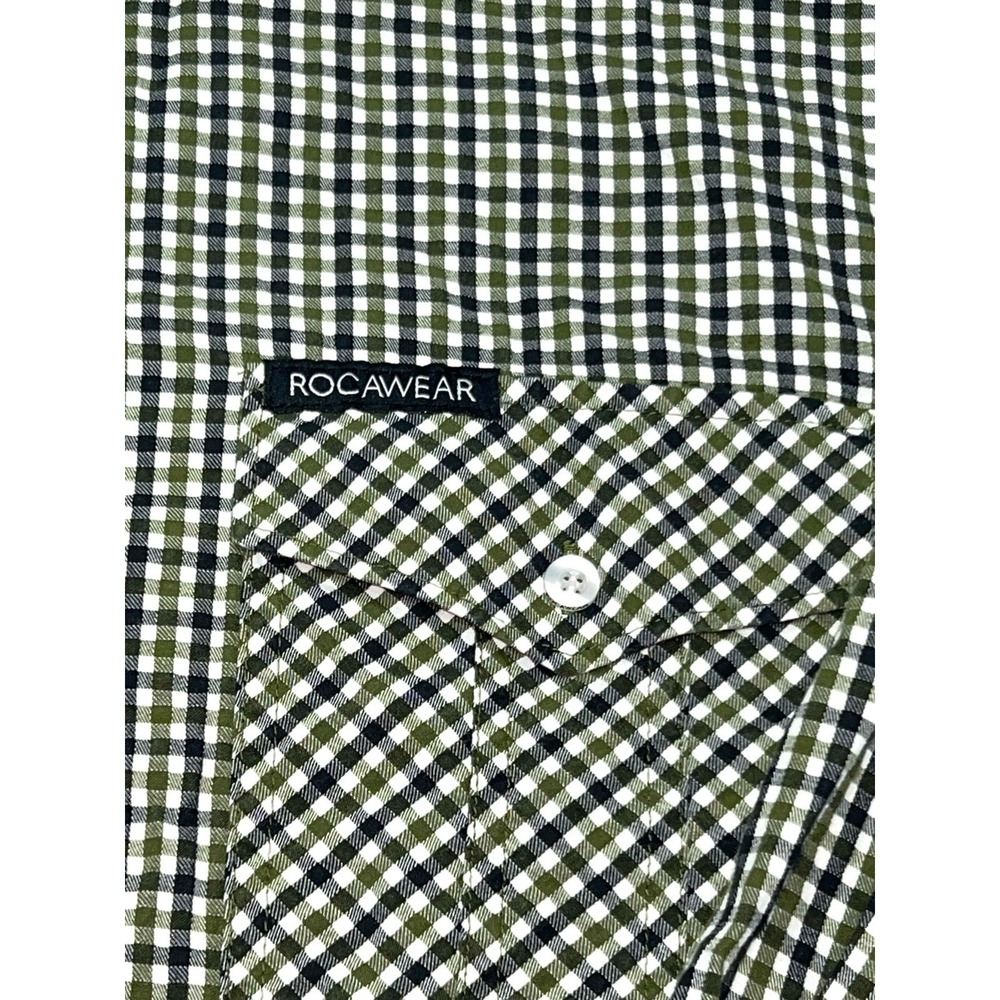 Rocawear Men's Checkered Shirt Long Sleeve Button Down‎ Mens Size 3XL Green - Picture 4 of 8